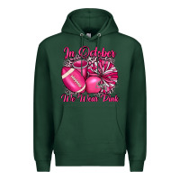 Sports Green in october we wear pink cheer with football breast Premium Hoodie - JahusDesignShop