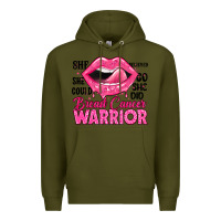 Army Green breast cancer warrior lips Premium Hoodie - JahusDesignShop