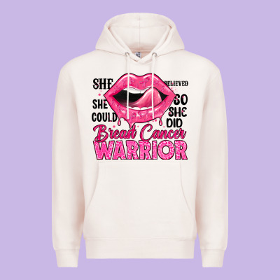 Breast Cancer Warrior Lips Premium Hoodie Designed By Jahusdesignshop