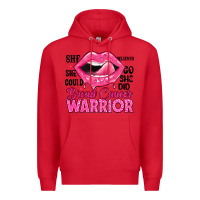 Red breast cancer warrior lips Premium Hoodie - JahusDesignShop