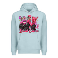 Blue Mist crush breast cancer monster truck with dinosaur Premium Hoodie - JahusDesignShop