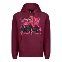 Burgundy crush breast cancer monster truck with dinosaur Premium Hoodie - JahusDesignShop