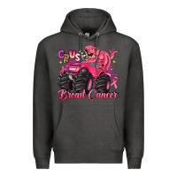 Charcoal Heather crush breast cancer monster truck with dinosaur Premium Hoodie - JahusDesignShop