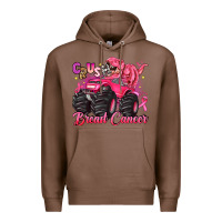 Chestnut crush breast cancer monster truck with dinosaur Premium Hoodie - JahusDesignShop