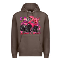 Coffee crush breast cancer monster truck with dinosaur Premium Hoodie - JahusDesignShop