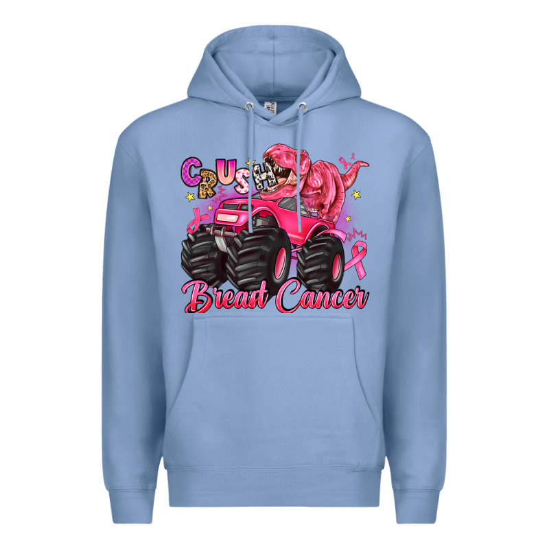 Crush Breast Cancer Monster Truck With Dinosaur Premium Hoodie by JahusDesignShop | Teevron