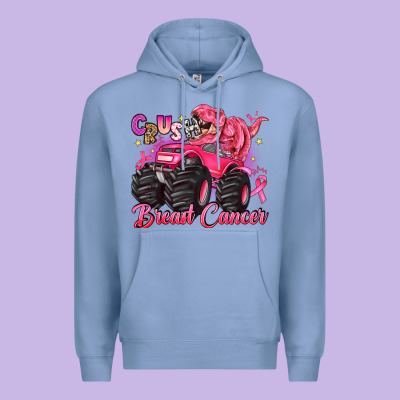 Crush Breast Cancer Monster Truck With Dinosaur Premium Hoodie Designed By Jahusdesignshop