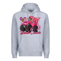 Heather Grey crush breast cancer monster truck with dinosaur Premium Hoodie - JahusDesignShop