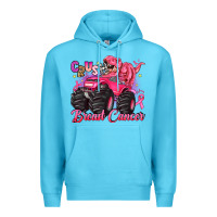 Ocean Blue crush breast cancer monster truck with dinosaur Premium Hoodie - JahusDesignShop