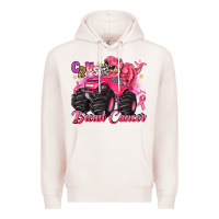 Pale Pink crush breast cancer monster truck with dinosaur Premium Hoodie - JahusDesignShop