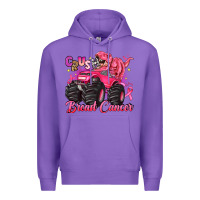 Purple crush breast cancer monster truck with dinosaur Premium Hoodie - JahusDesignShop
