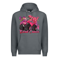Rock crush breast cancer monster truck with dinosaur Premium Hoodie - JahusDesignShop