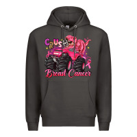 Smoke crush breast cancer monster truck with dinosaur Premium Hoodie - JahusDesignShop