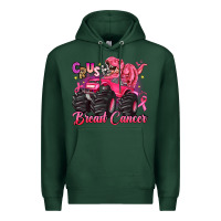 Sports Green crush breast cancer monster truck with dinosaur Premium Hoodie - JahusDesignShop