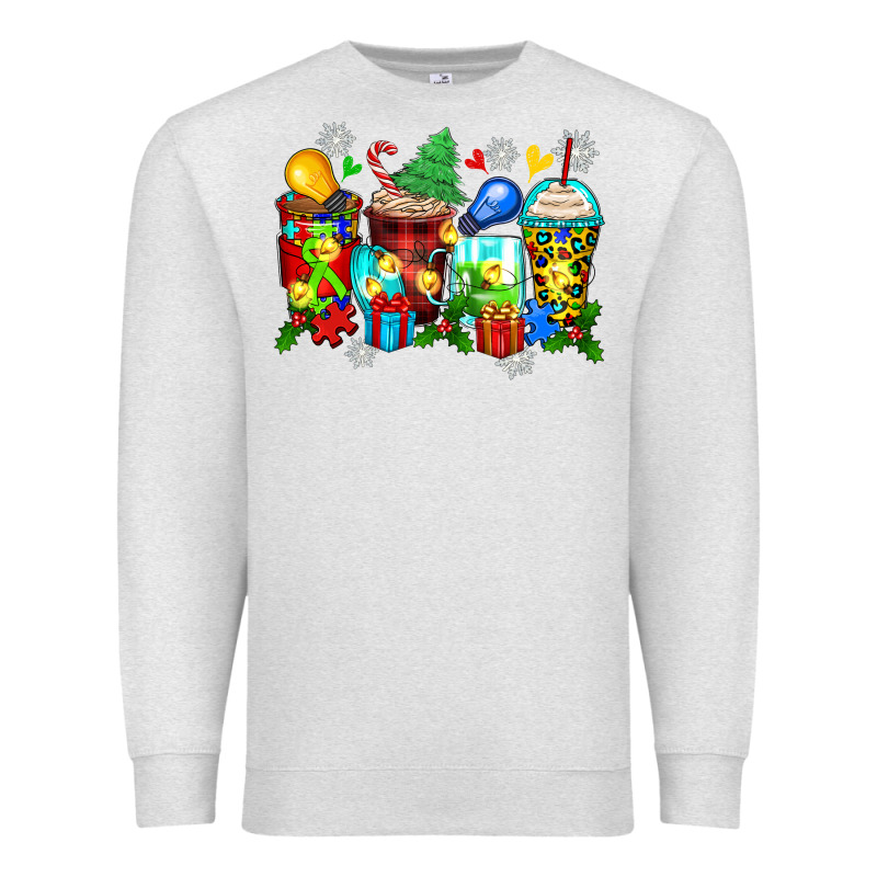 Autism Christmas Coffee Cups Premium Sweatshirt by Zillion Design Studio | Teevron