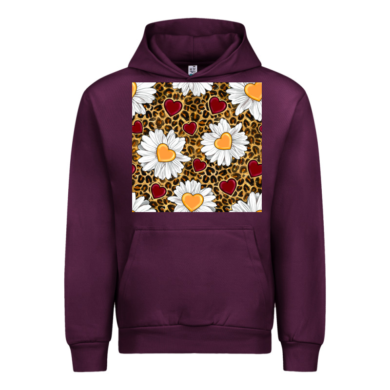 Valentines Day Daisy And Leopard Seamless Pattern Urban Hoodie by BundleAndBundleShop | Teevron