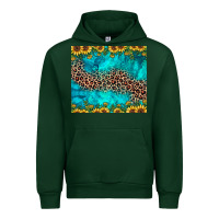 Forest Green leopard turquoise sunflower Urban Hoodie - JahusDesignShop