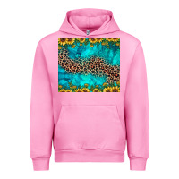 Fuchsia Pink leopard turquoise sunflower Urban Hoodie - JahusDesignShop