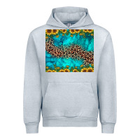 Heather Grey leopard turquoise sunflower Urban Hoodie - JahusDesignShop