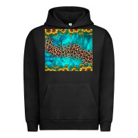Pigment Black leopard turquoise sunflower Urban Hoodie - JahusDesignShop