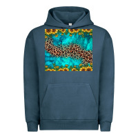 Pigment Midnight Navy leopard turquoise sunflower Urban Hoodie - JahusDesignShop