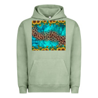 Pigment Oil Green leopard turquoise sunflower Urban Hoodie - JahusDesignShop