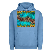 Pigment Pebble Blue leopard turquoise sunflower Urban Hoodie - JahusDesignShop