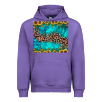 Tulip leopard turquoise sunflower Urban Hoodie - JahusDesignShop