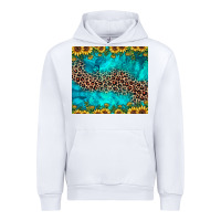 White leopard turquoise sunflower Urban Hoodie - JahusDesignShop