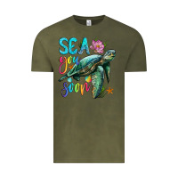 Vintage Olive sea you soon with sea turtle Vintage Tee - Artiststas