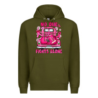 Army Green breast cancer no one fights alone truck football Premium Hoodie - JahusDesignShop