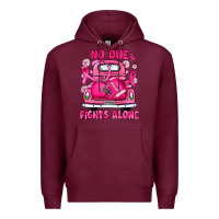 Burgundy breast cancer no one fights alone truck football Premium Hoodie - JahusDesignShop
