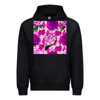 Black valentines day roses and diamond plaid seamless pattern Urban Hoodie - BundleAndBundleShop