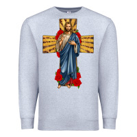 Heather Grey jesus christ cross Premium Sweatshirt - texasbilliewilder