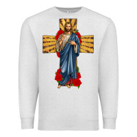 Oatmeal Heather jesus christ cross Premium Sweatshirt - texasbilliewilder