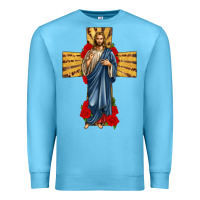 Ocean Blue jesus christ cross Premium Sweatshirt - texasbilliewilder