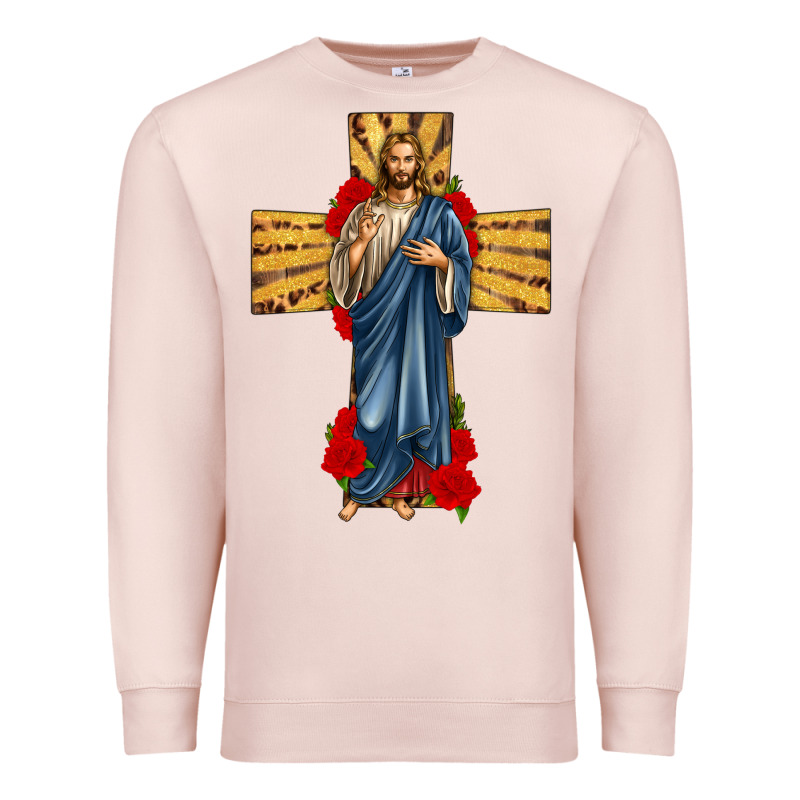 Jesus Christ Cross Premium Sweatshirt by texasbilliewilder | Teevron