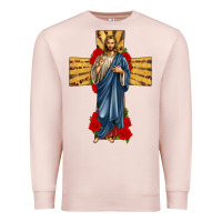 Pale Pink jesus christ cross Premium Sweatshirt - texasbilliewilder