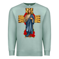 Seafoam jesus christ cross Premium Sweatshirt - texasbilliewilder
