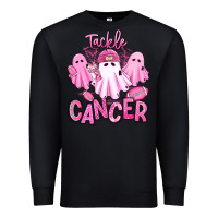 Black tackle cancer halloween ghosts american football Premium Sweatshirt - RanaPortraitStore