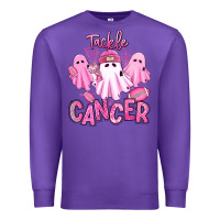 Purple tackle cancer halloween ghosts american football Premium Sweatshirt - RanaPortraitStore