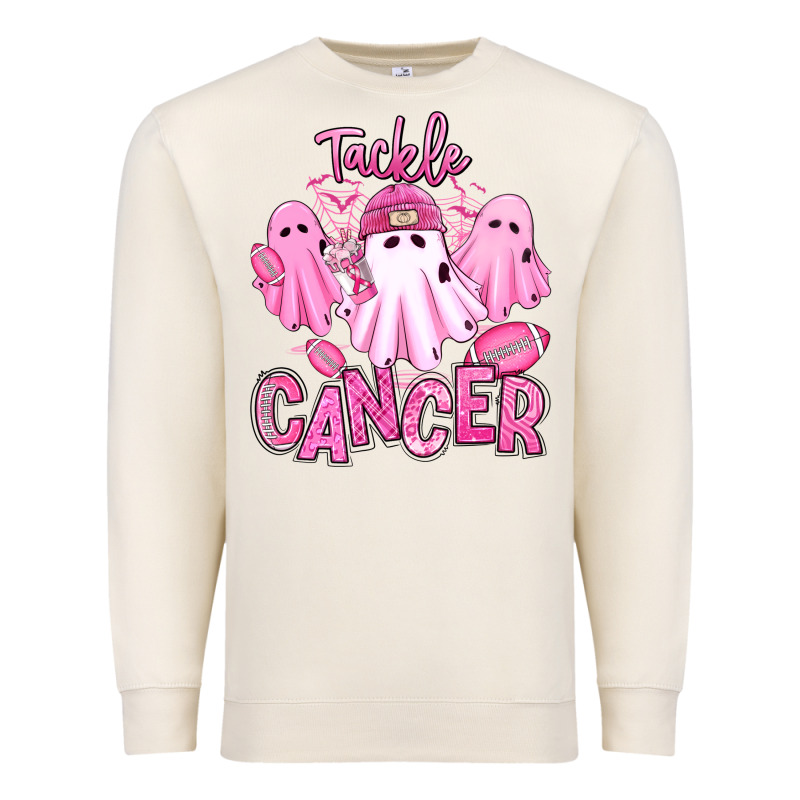Tackle Cancer Halloween Ghosts American Football Premium Sweatshirt by RanaPortraitStore | Teevron