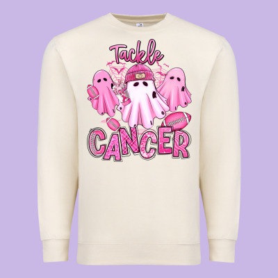 Premium Sweatshirt tackle cancer halloween ghosts american football