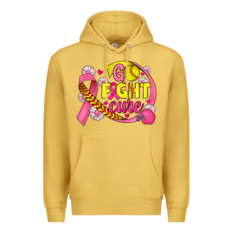 Breast Cancer Go Fight Cure Softball Premium Hoodie by JahusDesignShop | Teevron