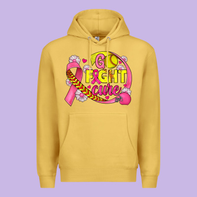 Breast Cancer Go Fight Cure Softball Premium Hoodie Designed By Jahusdesignshop