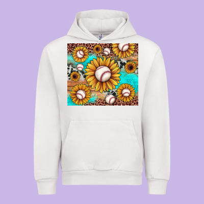 Baseball Leopard Turquoise Sunflower Urban Hoodie Designed By Jahusdesignshop