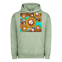 Pigment Oil Green baseball leopard turquoise sunflower Urban Hoodie - JahusDesignShop