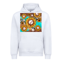 White baseball leopard turquoise sunflower Urban Hoodie - JahusDesignShop