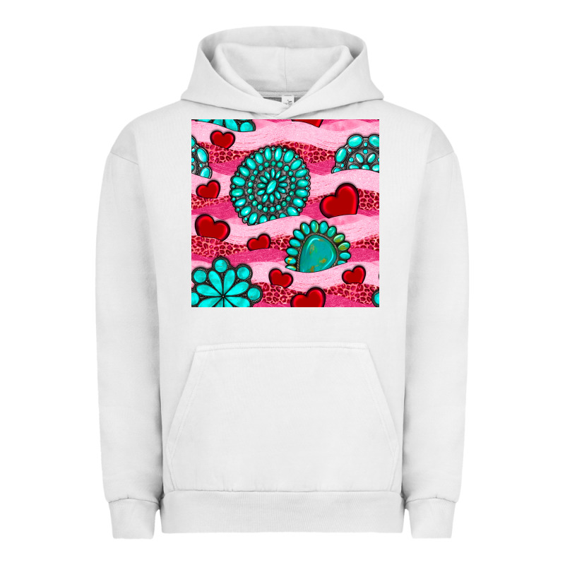 Valentines Day Turquoise Gemstone  And Hearts Urban Hoodie by BundleAndBundleShop | Teevron