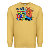 Antique Gold my child is non verbal but his dad aint afro hand Premium Sweatshirt - RanaPortraitStore